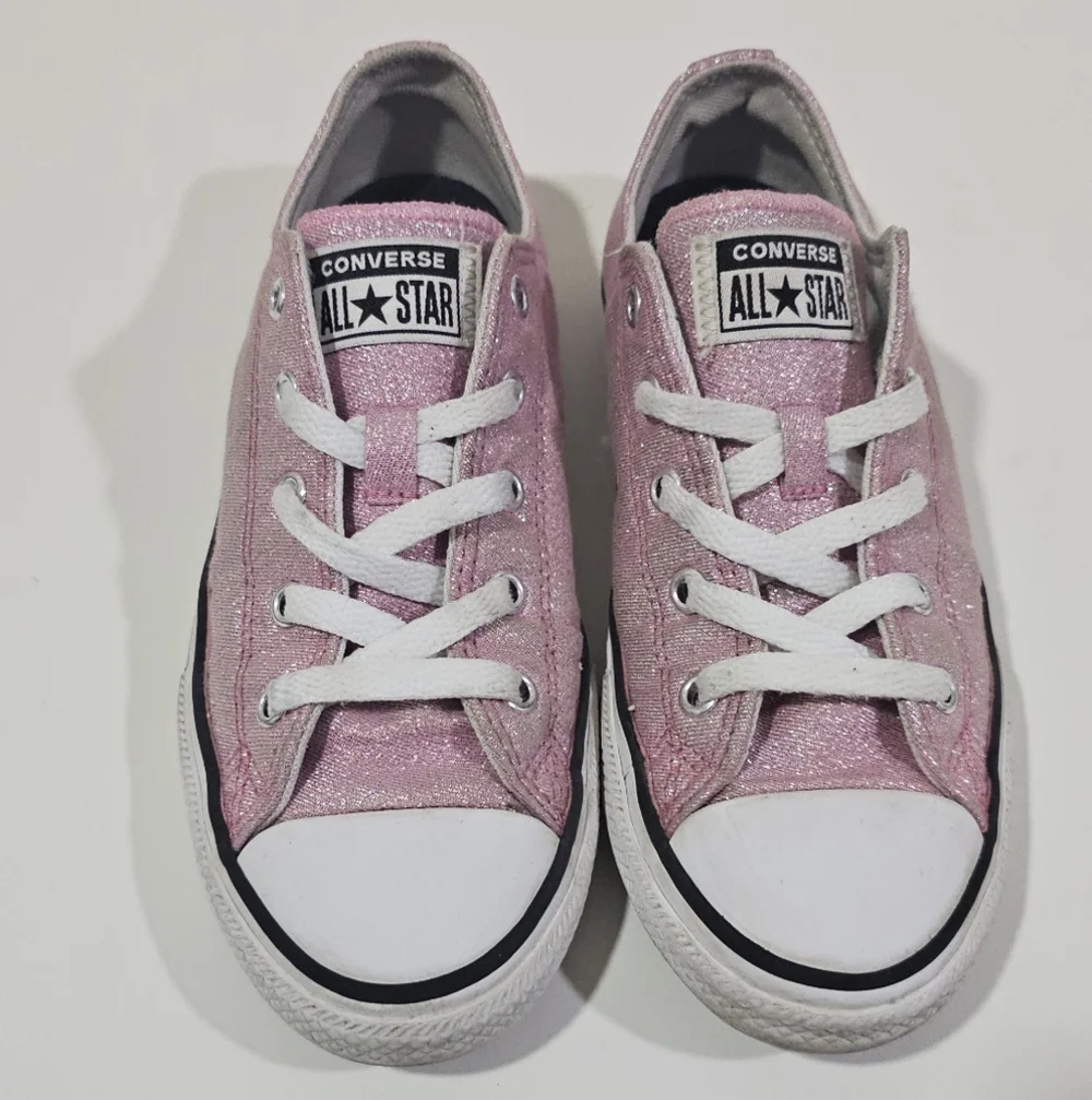 Converse Pink Glitter Girl Size 2.5 Low All Star Sneakers